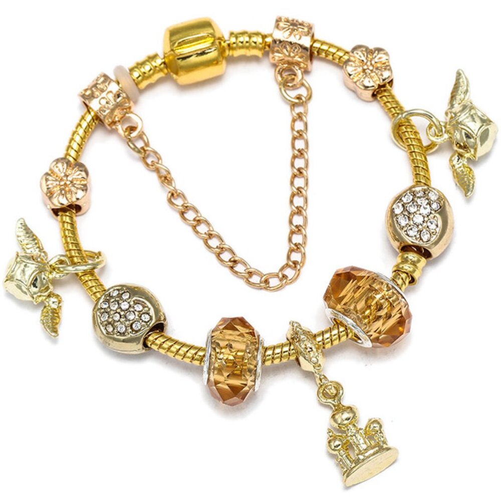 925 Cartoon Golden Harry Potter Thief Themed Decorative Pendant Bracelet